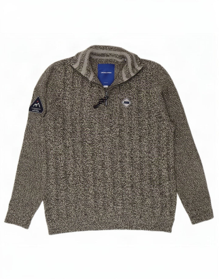 Jack & Jones Jersey De Cuello Con Cremallera Para Hombre Acrílico Moteado Gris Grande