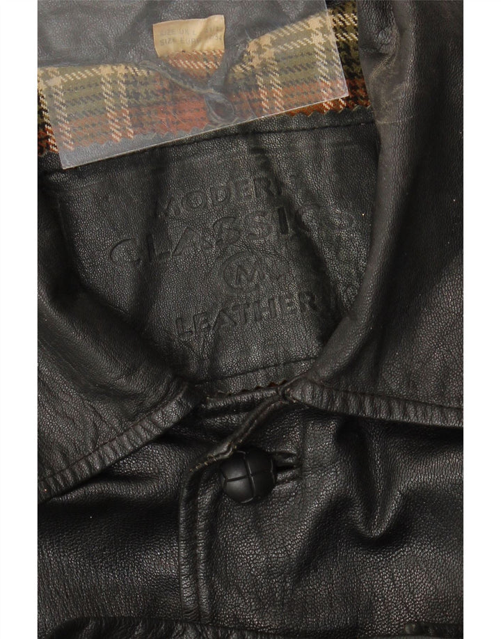 VINTAGE Chaqueta de cuero para hombre Reino Unido 40 Cuero negro grande