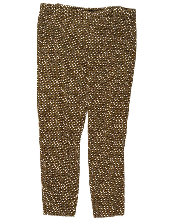 Zara Pantalón chino ajustado para mujer EU 42 Large W32 L27 Caqui Geométrico