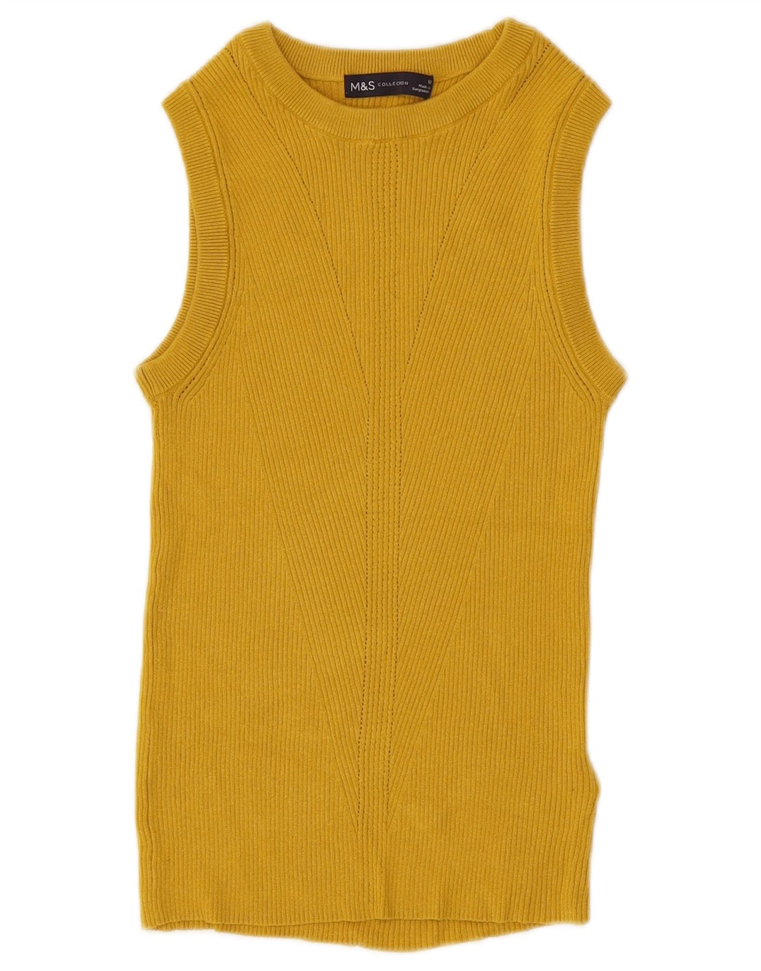 Marks & Spencer Camiseta sin mangas para mujer UK 12 Viscosa amarilla mediana