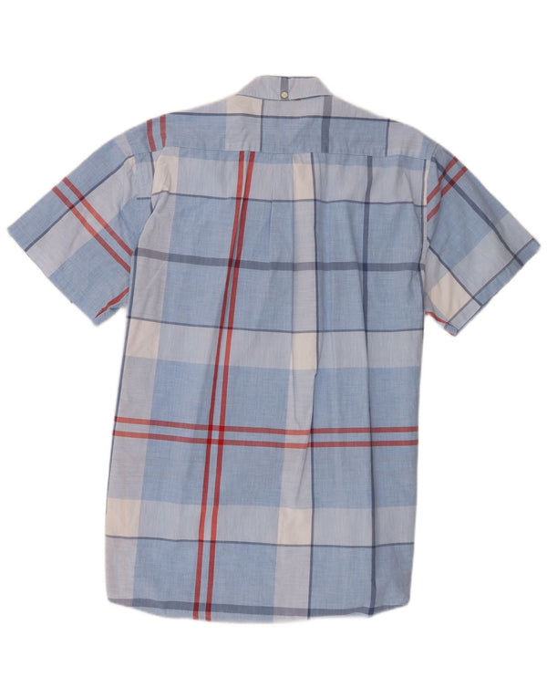 Barbour Camisa De Manga Corta De Corte Entallado Para Hombre XL Algodón A Cuadros Azul