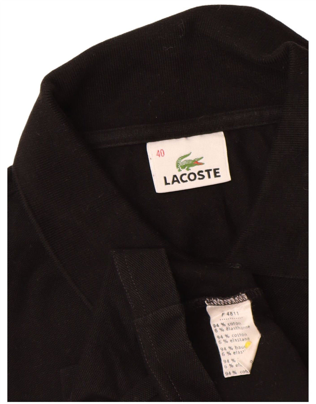 Polo Lacoste de manga larga para mujer talla 40 mediano algodón negro