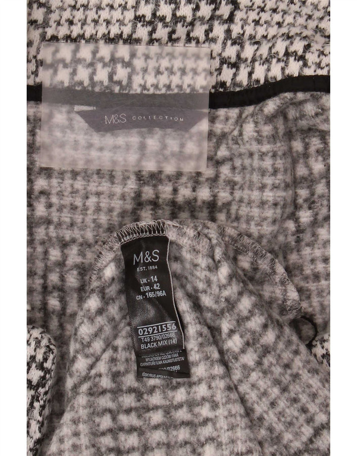Marks & Spencer Abrigo abierto para mujer Reino Unido 44 Grande Pata de gallo negra