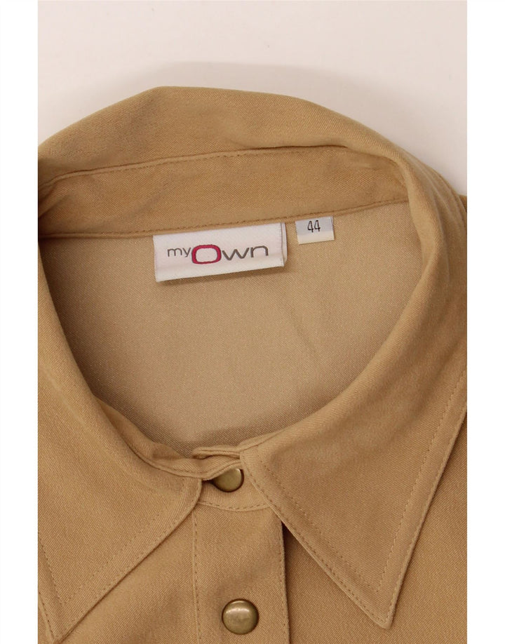 VINTAGE Womens Overshirt Shirt Blouse IT 44 Medium Beige Polyester Vintage Vintage and Second-Hand Vintage from Messina Hembry 