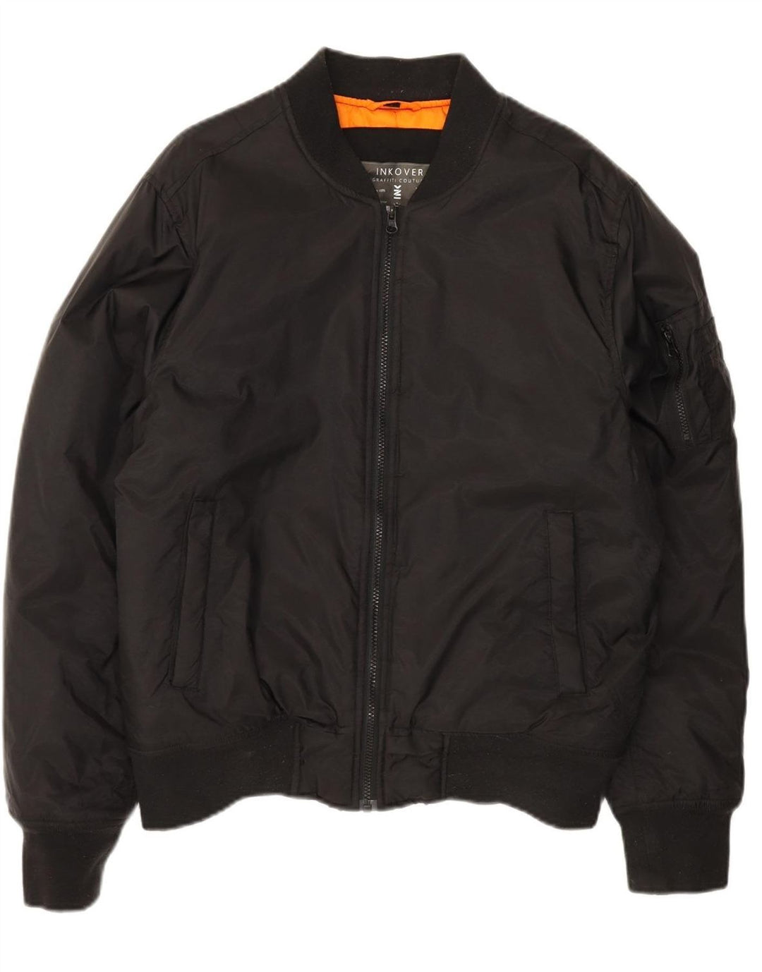 VINTAGE Mens Graphic Padded Jacket UK 40 Large Black Polyester