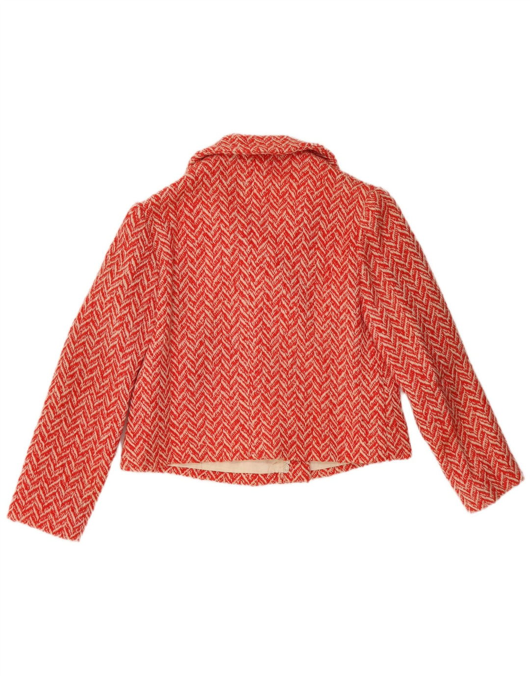 Vintage mujer cosecha doble pecho Blazer chaqueta Reino Unido 12 medio rojo Chevron