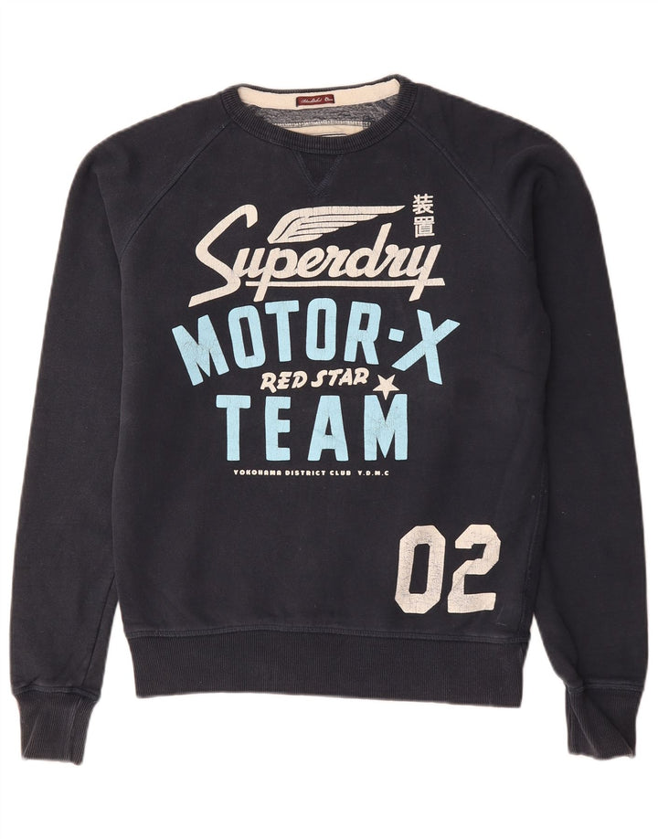 Superdry Hombre Sudadera Gráfica Jersey De Algodón Azul Marino Mediano