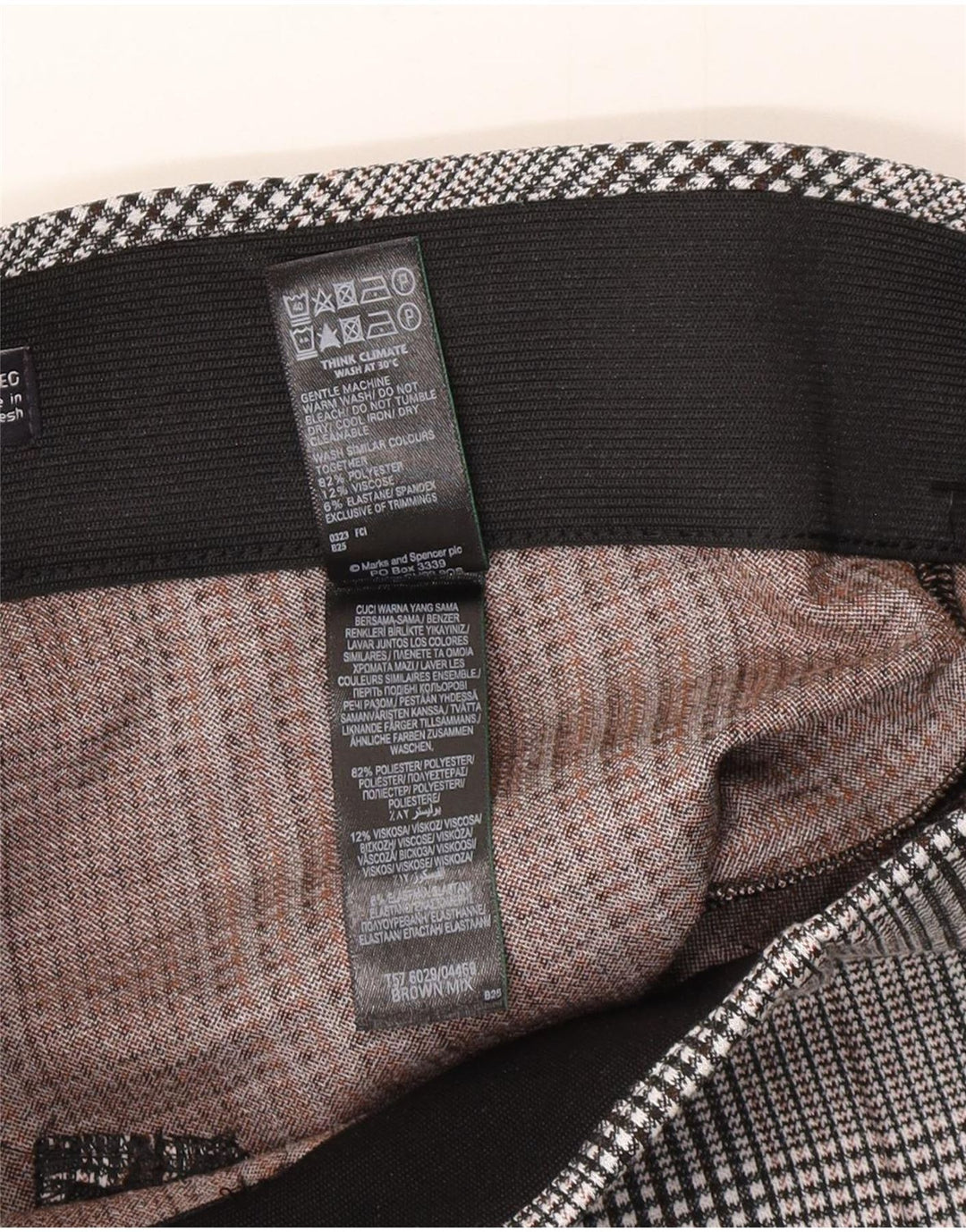 Marks & Spencer Leggings para mujer Reino Unido 10 Pequeño Gris Pata de gallo Poliéster