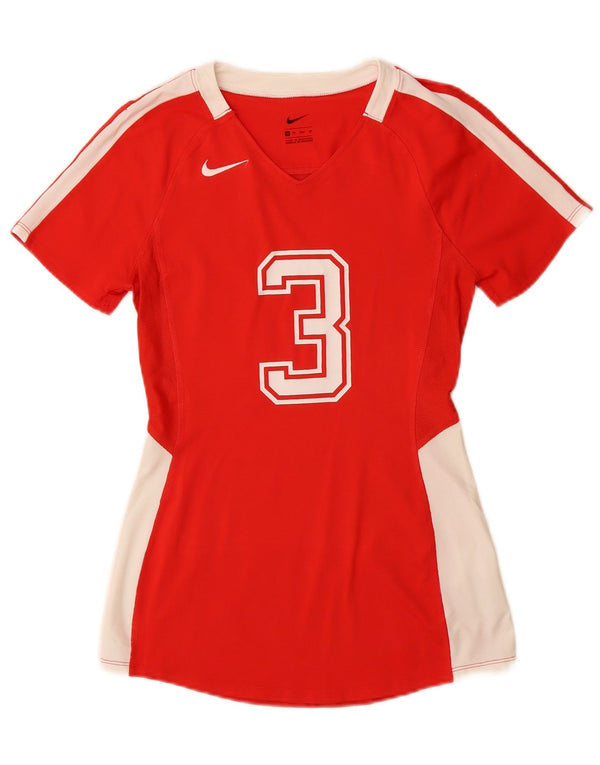 Nike Summit Graphic Camiseta para mujer UK 6 XS Rojo Colorblock Poliéster