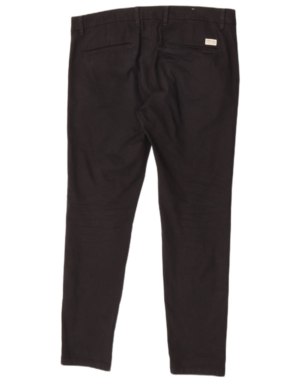 Zara Mens Slim Chino Pantalones EU 44 Large W34 L32 Algodón Negro