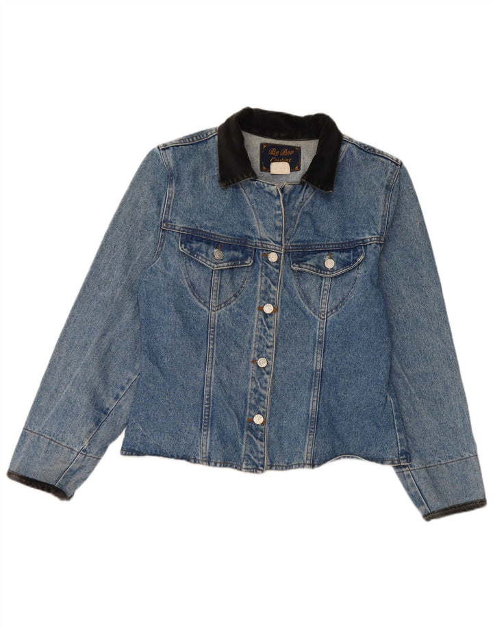 Vintage mujer chaqueta de mezclilla Reino Unido 14 algodón azul grande