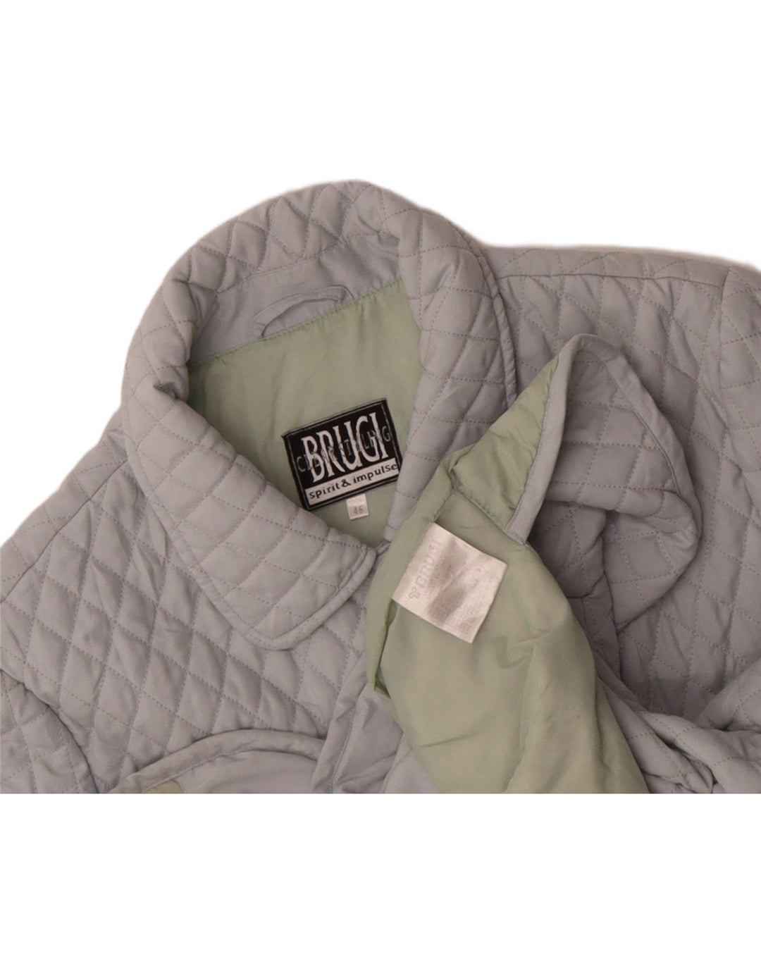 BRUGI Womens Quilted Jacket IT 46 Large Grey Polyester Vintage Brugi and Second-Hand Brugi from Messina Hembry 