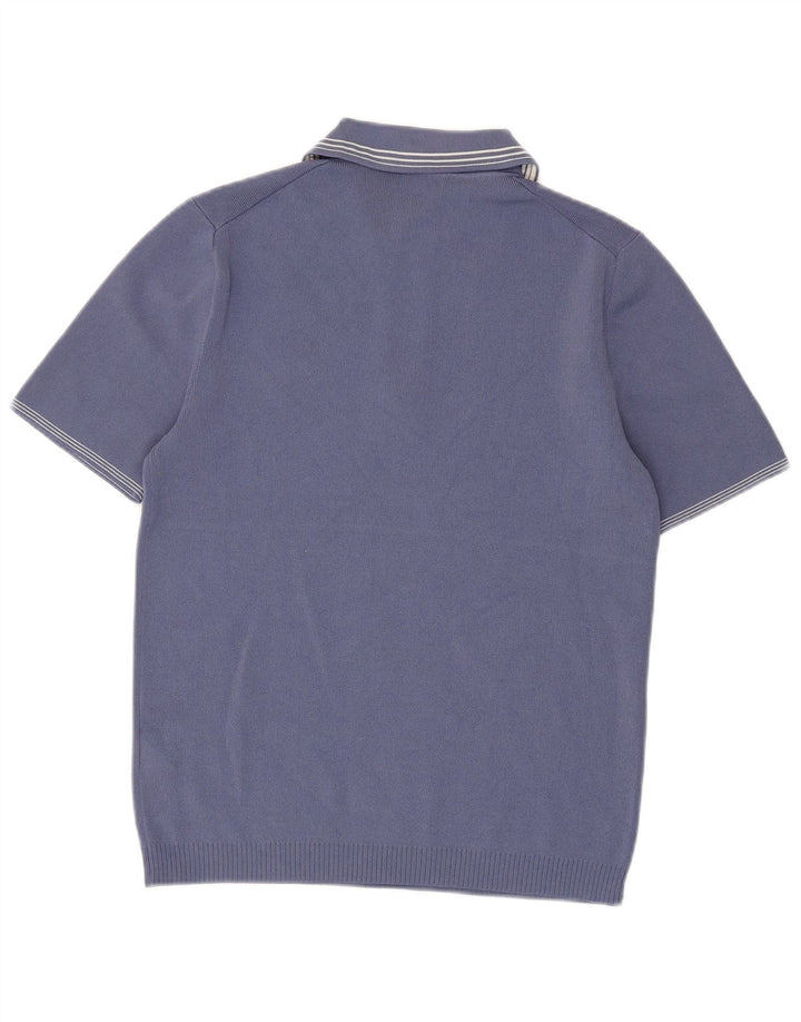 Polo Reiss Hombre con cuello con cremallera y viscosa azul pequeño