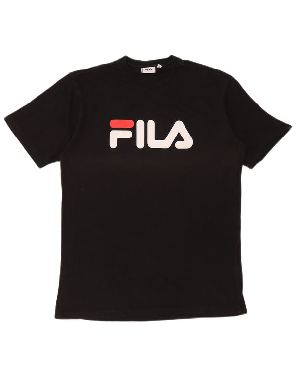 Fila - Camiseta gráfica para hombre, talla pequeña, algodón negro