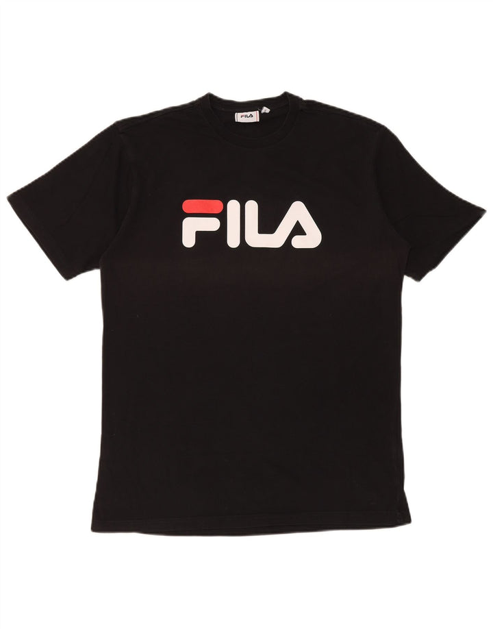 Fila - Camiseta gráfica para hombre, talla pequeña, algodón negro