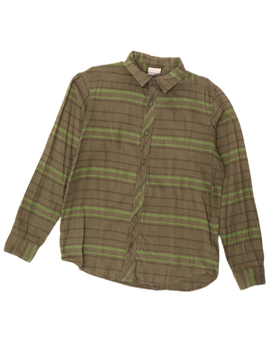 Columbia Camisa De Franela Para Hombre Algodón A Rayas Caqui Pequeña