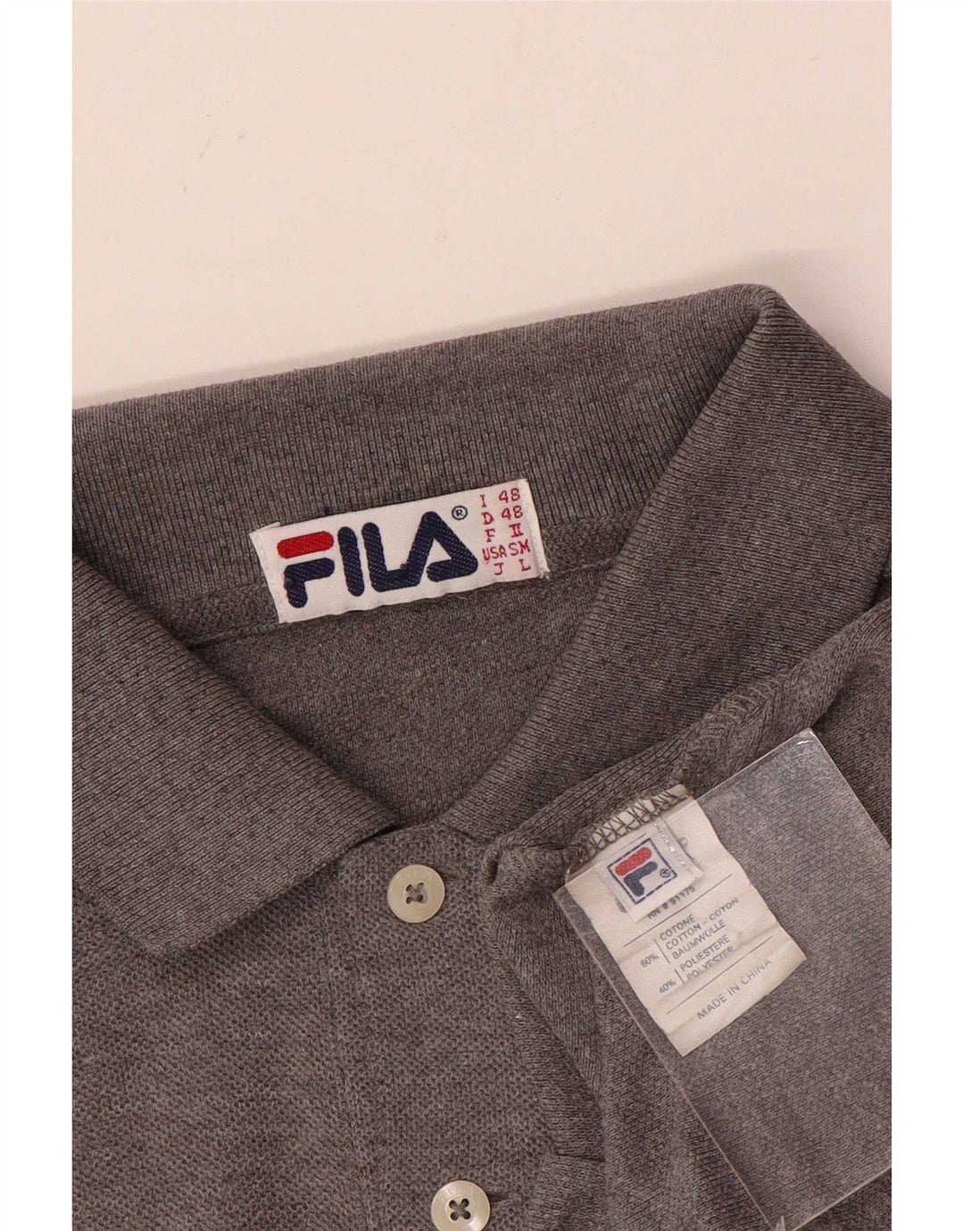 Polo Fila Hombre IT 48 Algodón Gris Medio