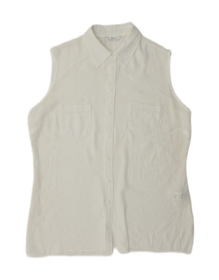 Marks & Spencer Blusa sin mangas para mujer UK 46 Poliéster blanco grande