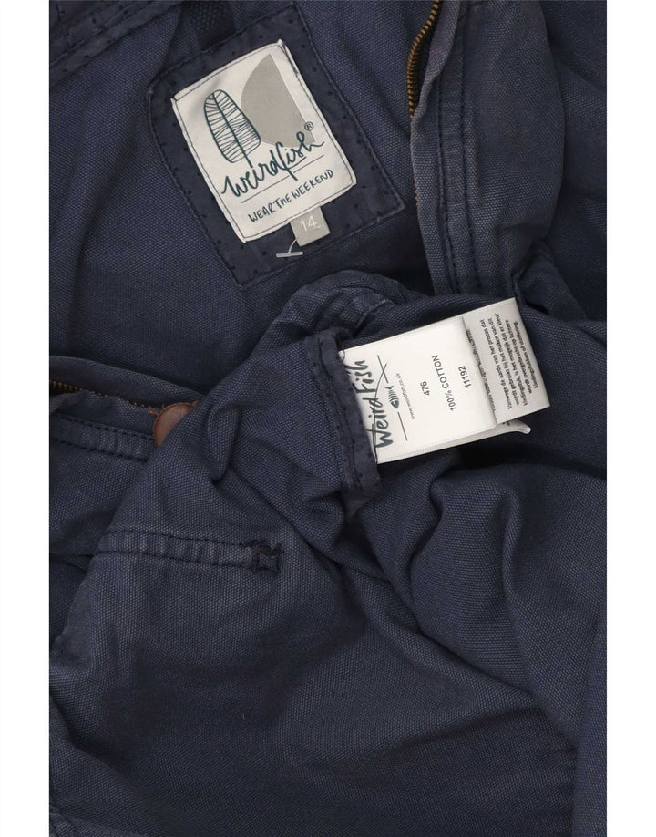 Weird Fish Chaqueta Bomber con Capucha para Mujer UK 14 Medium Azul Marino Algodón