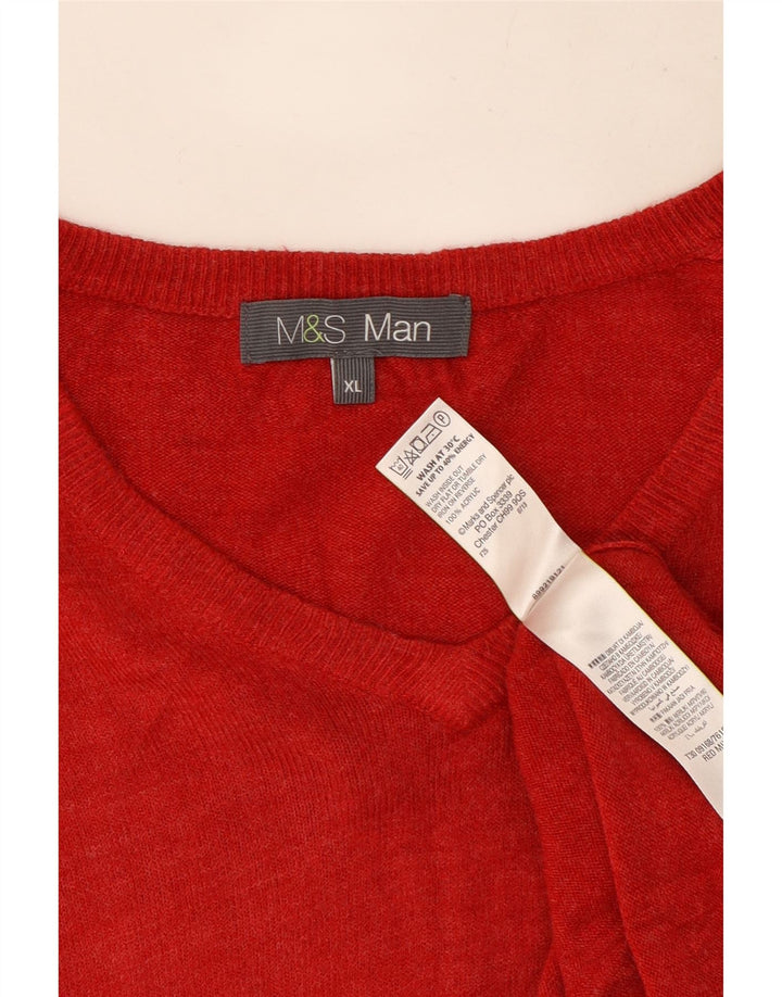 Marks & Spencer Suéter con Cuello en V para Hombre XL Acrílico Rojo