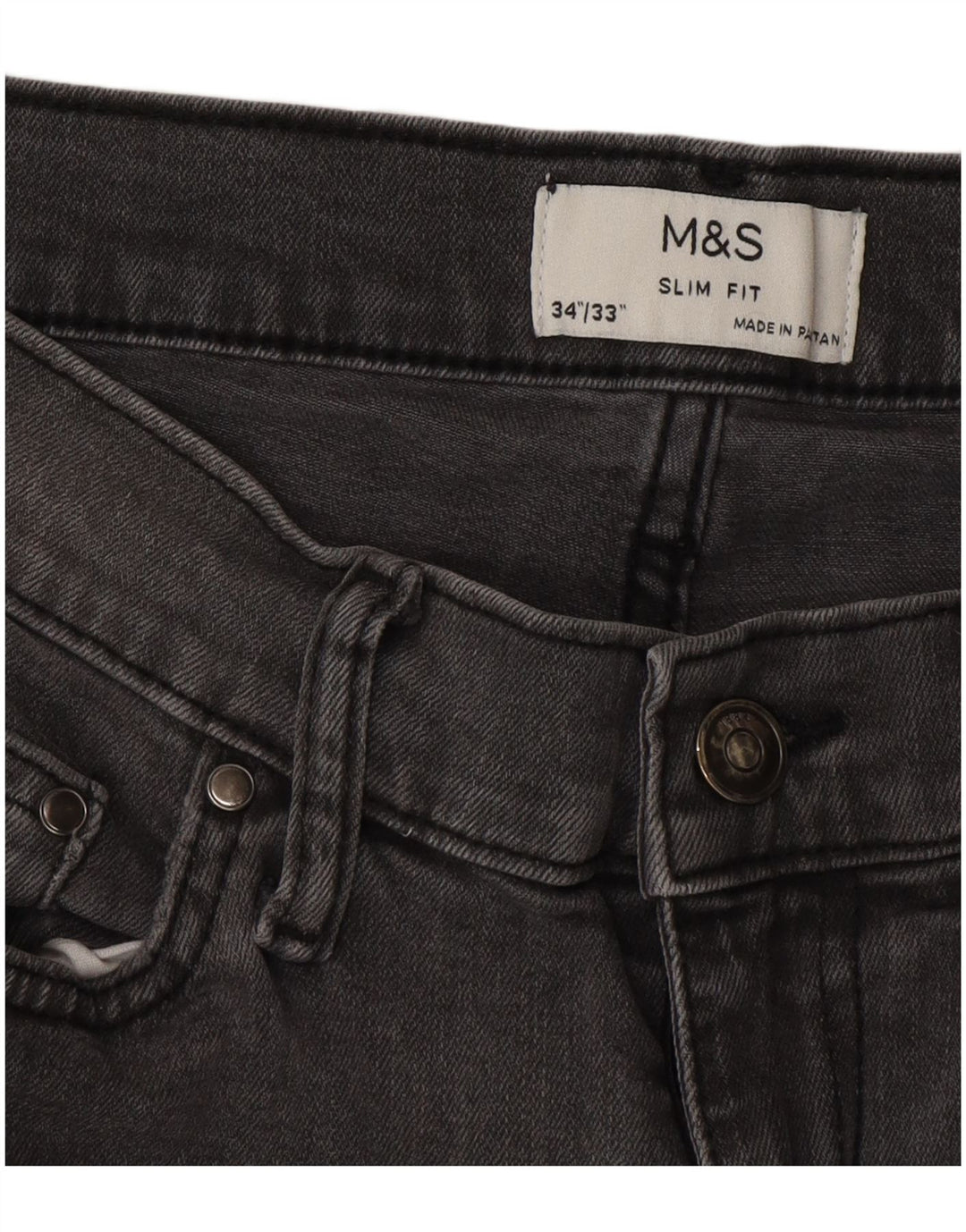 Marks & Spencer Vaqueros ajustados para hombre W34 L33 Algodón gris