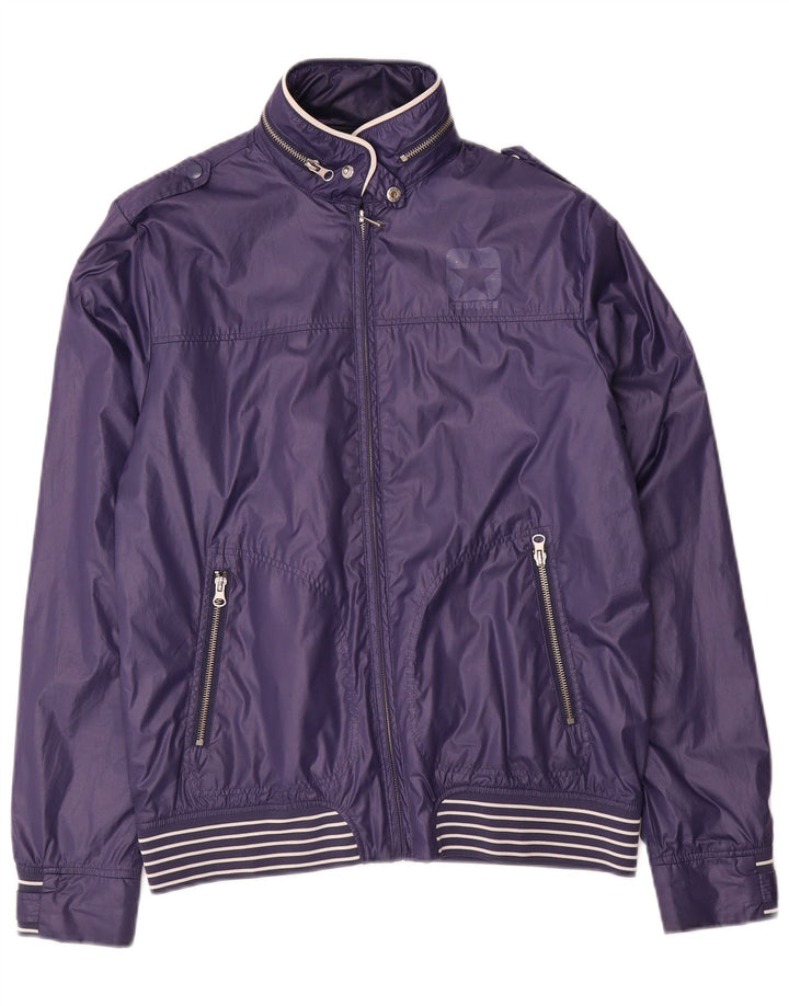 Converse Chaqueta de lluvia militar con capucha para hombre UK 38 Poliéster morado mediano