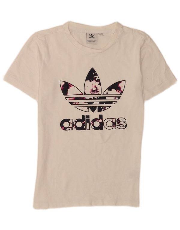 Adidas Camiseta gráfica para mujer Top UK 6 XS Algodón blanco