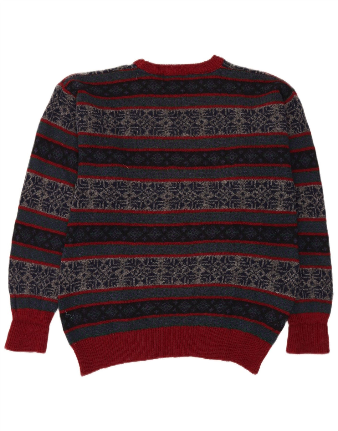 VINTAGE Hombres Crew Neck Jumper Suéter Medio Multicolor Fair Isle