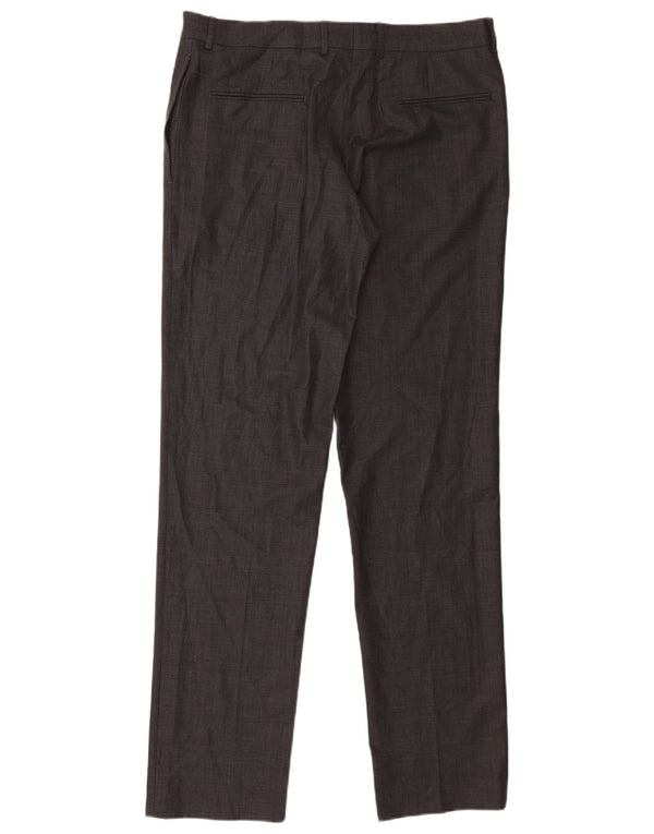 Zara Pantalón de traje recto para hombre EU 44 Large W34 L34 Lana gris