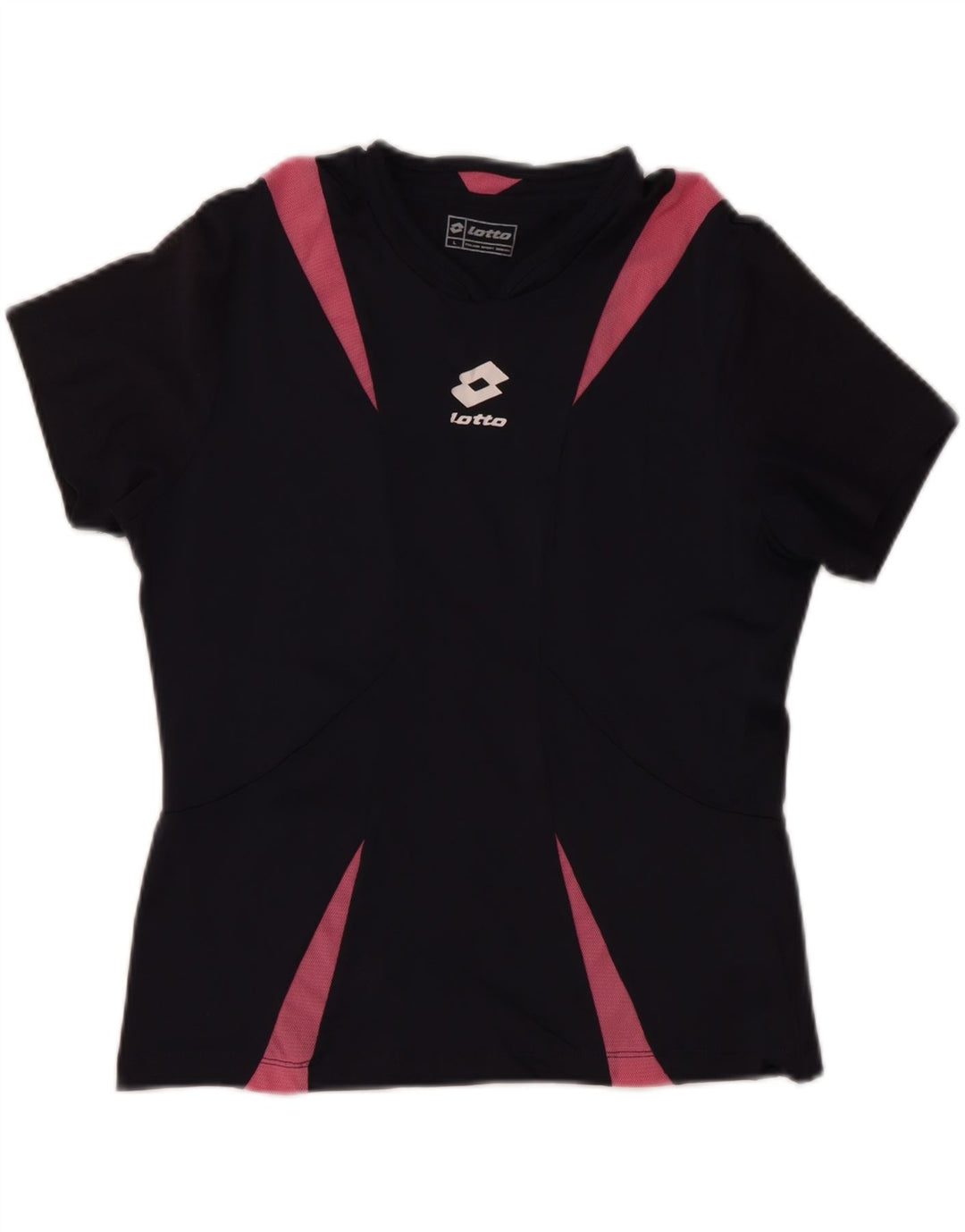 LOTTO Camiseta para mujer Top UK 44 Large Negro Colorblock Poliamida
