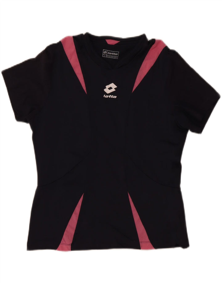 LOTTO Camiseta para mujer Top UK 44 Large Negro Colorblock Poliamida
