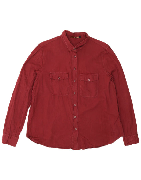 Camisa Massimo Dutti Mujer EU 44 XL Burdeos Algodón