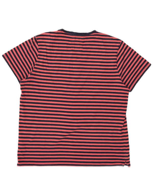 Crew Clothing Camiseta regular de manga corta para hombre Top 2XL Algodón a rayas rosa
