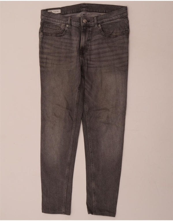 Zara Mens Slim Jeans EU 42 Large W32 L30 Gris Algodón