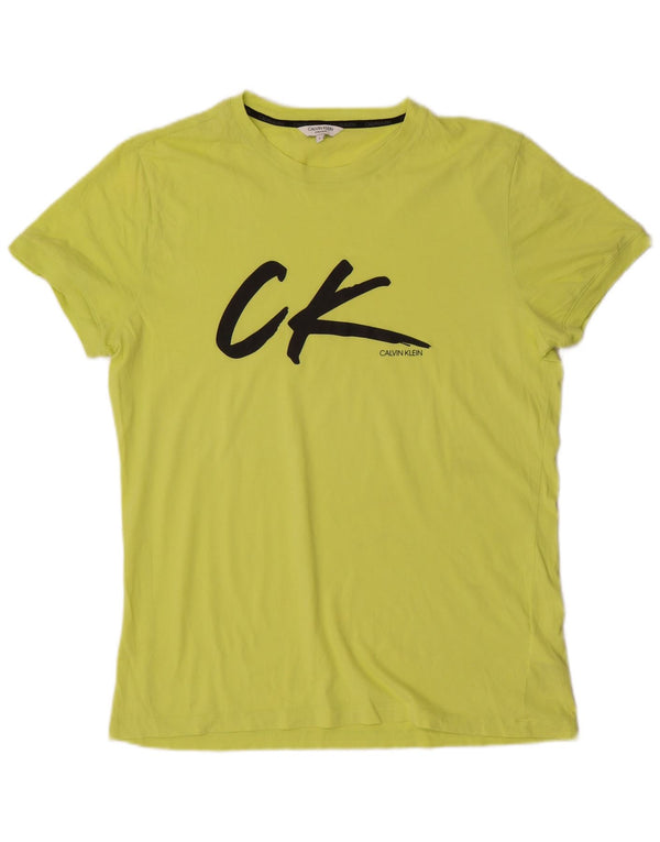 Calvin Klein Camiseta gráfica para hombre Top grande de algodón verde