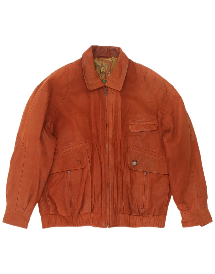Chaqueta de cuero vintage para hombre IT 46 Pequeño Marrón