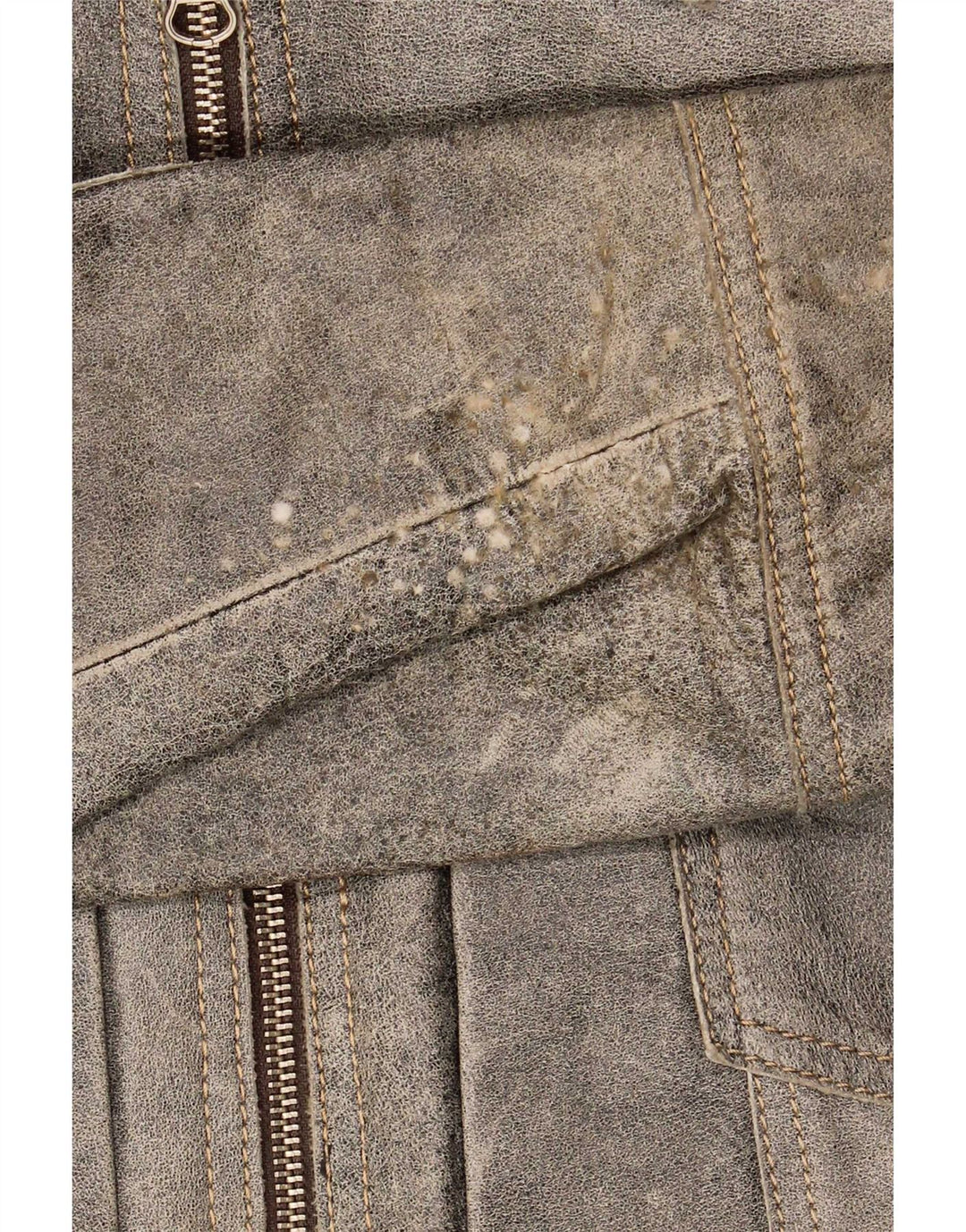 Vintage hombres cuero bomber chaqueta Reino Unido 38 gris medio
