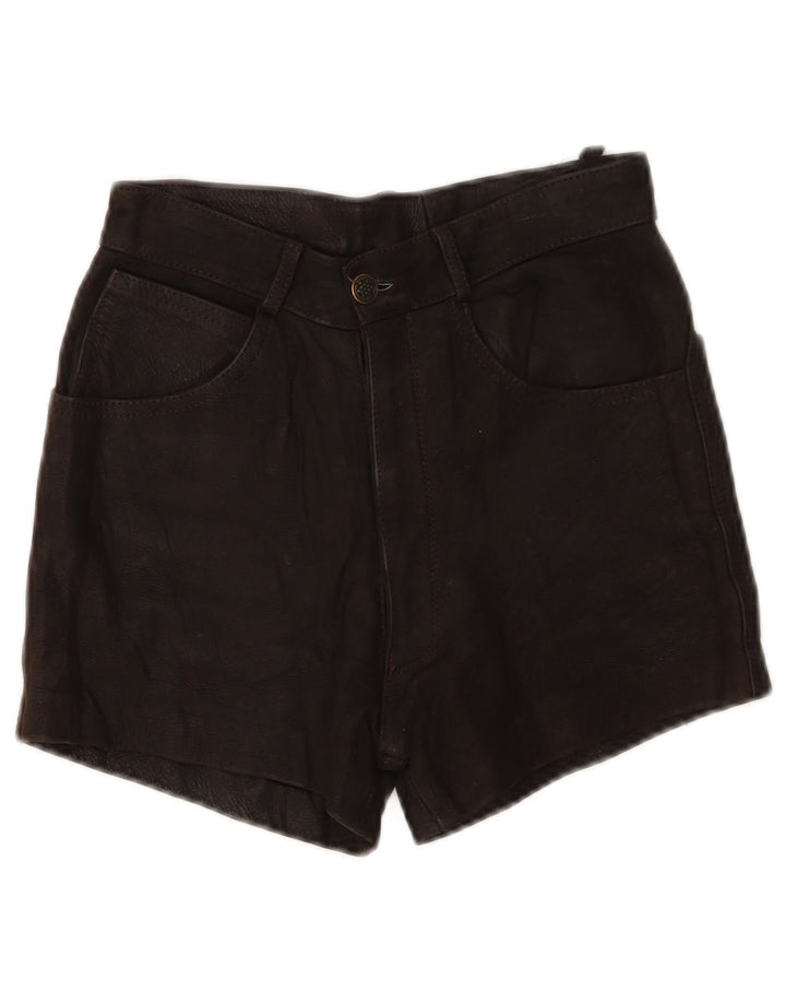 Pantalones cortos de cuero vintage para mujer W24 XS Negro