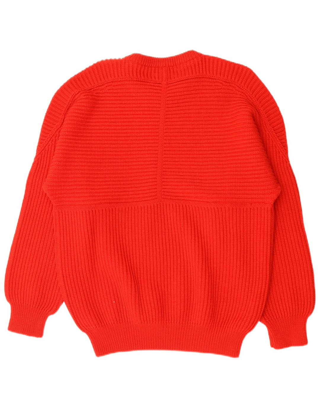 VINTAGE Hombres Barco Cuello Jersey Suéter Medio Rojo