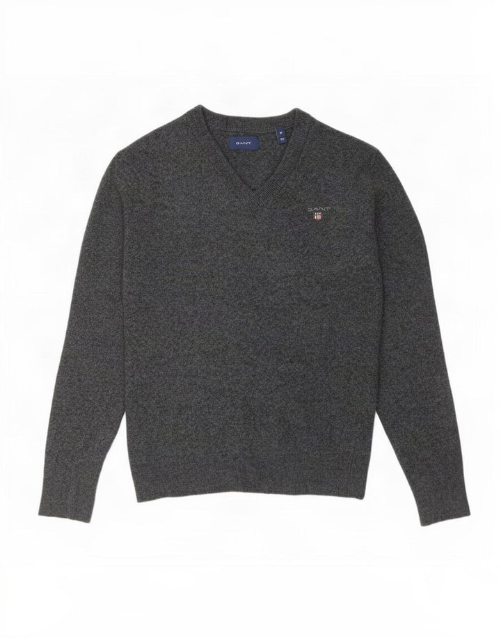 Gant Suéter tipo jersey con cuello en V para mujer UK 42 Lana gris medio