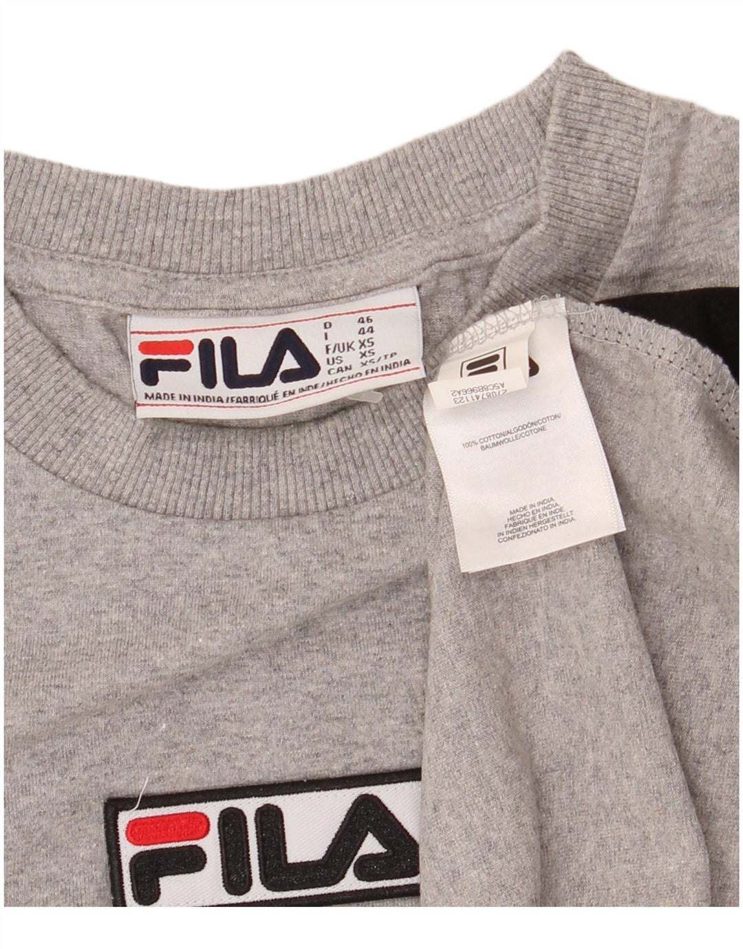 Fila Camiseta para hombre Top XS Gris Colorblock Algodón