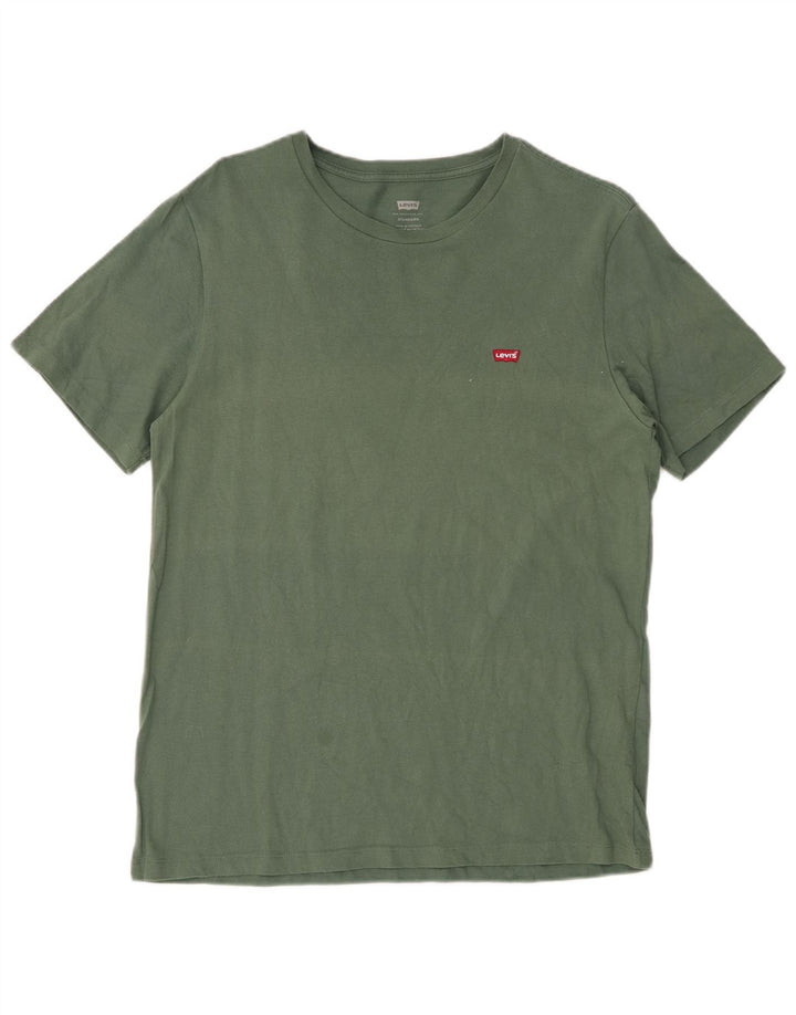 LEVI'S Camiseta estándar para hombre Top de algodón verde medio
