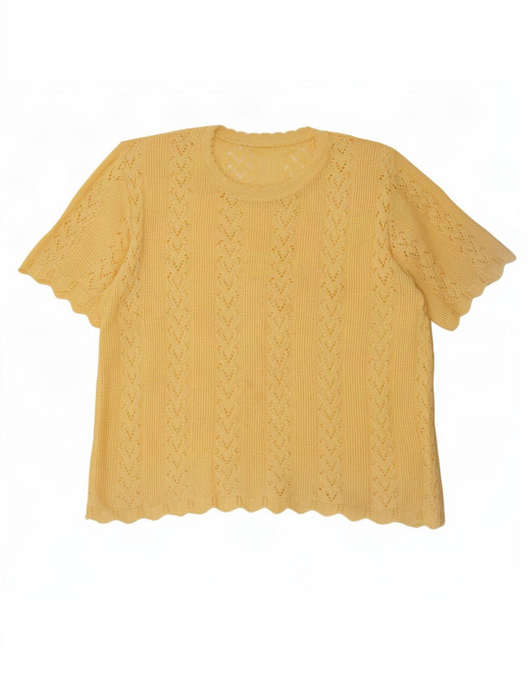 Vintage mujer oversized punto blusa Top Reino Unido 14 amarillo medio