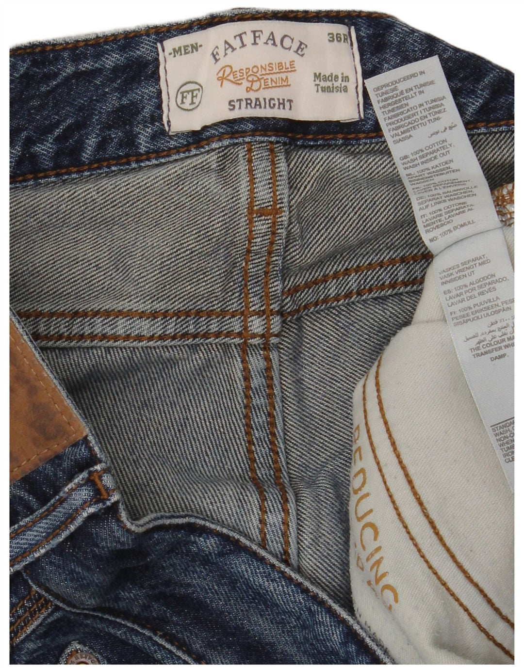 Vaqueros rectos para hombre Fat Face W36 L32 Algodón azul