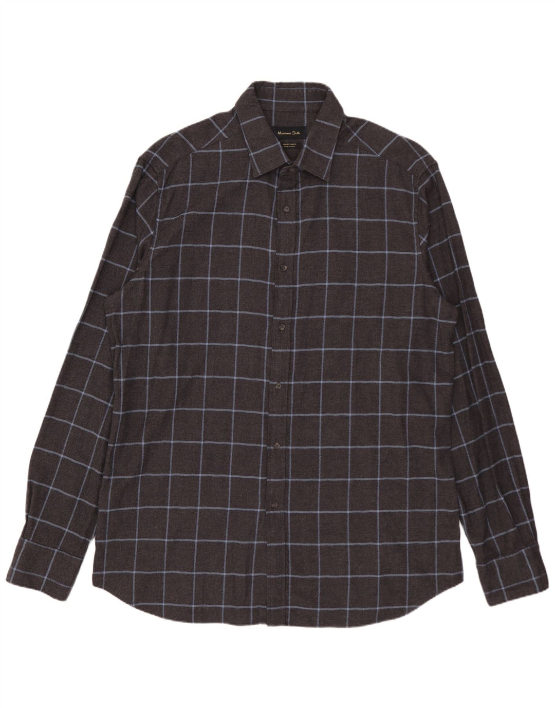 MASSIMO DUTTI Camisa Franela Hombre XL Algodón Cuadros Gris