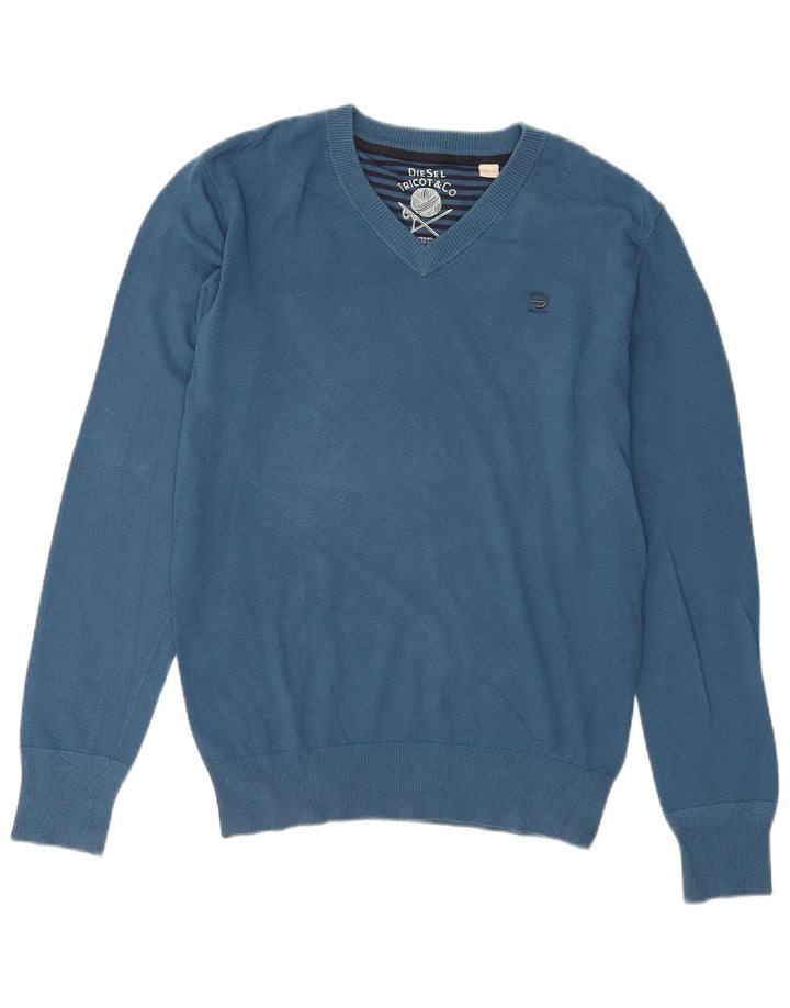 Diesel Hombre Jersey Con Cuello En V Jersey Grande De Algodón Azul