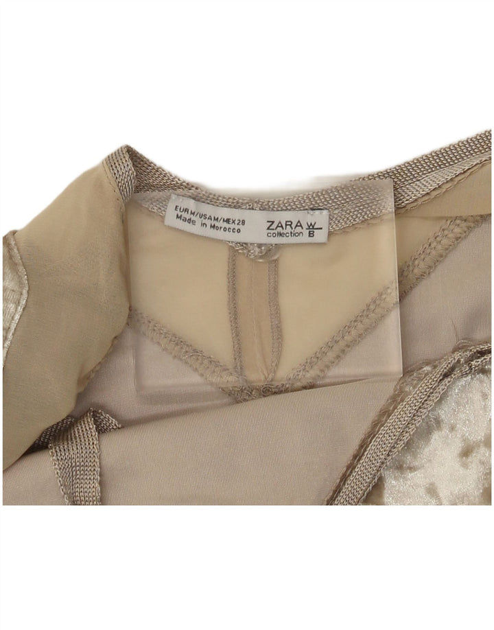 Zara Mujer Crop Top Cami De Terciopelo Reino Unido 42 Medio Beige