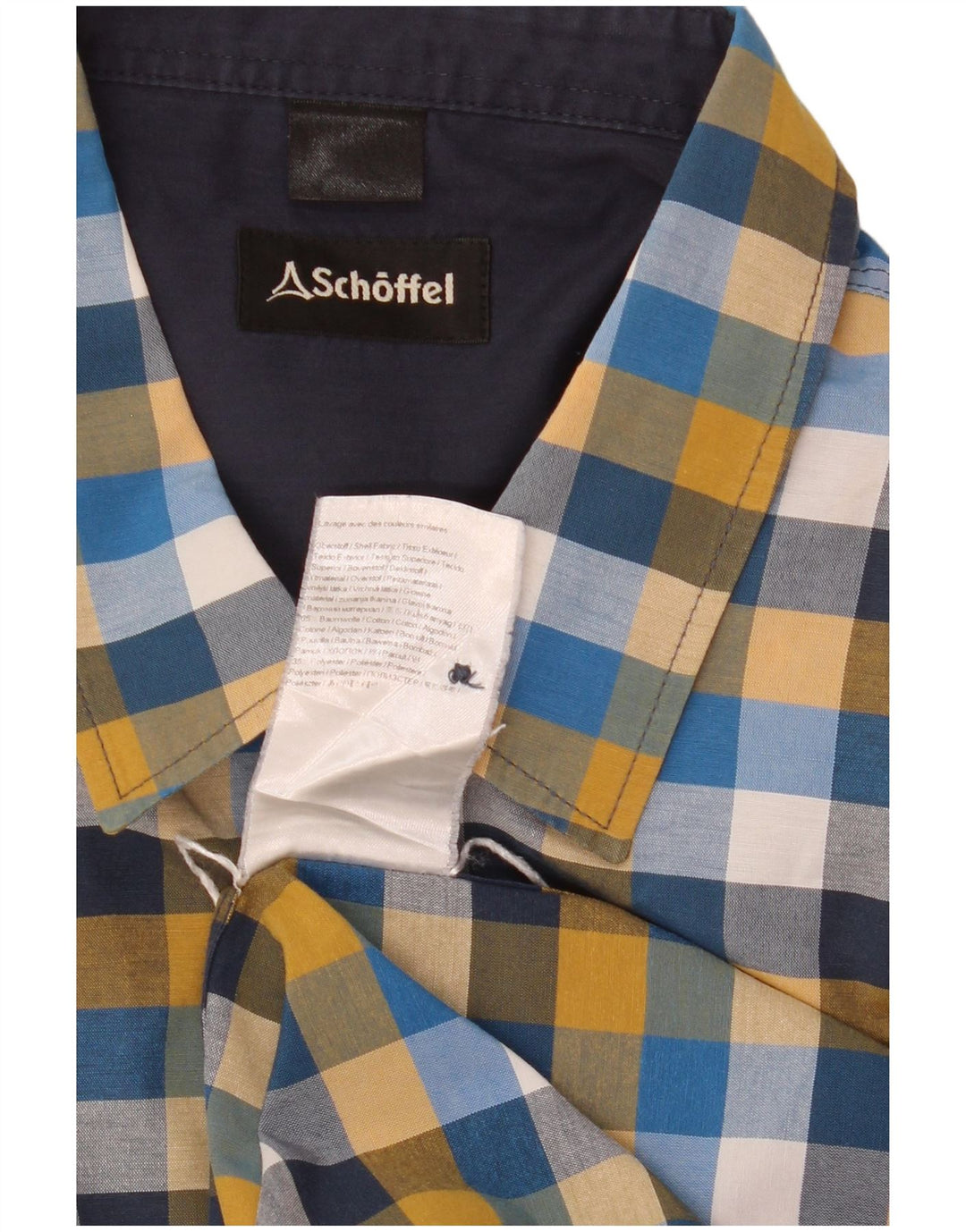 Camisa Schoffel Hombre Grande Azul Cuadros Algodón