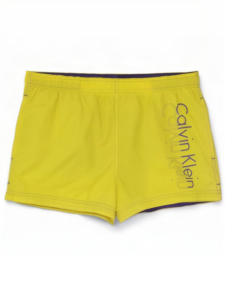 Calvin Klein Bañador con gráfico para hombre, poliéster amarillo grande