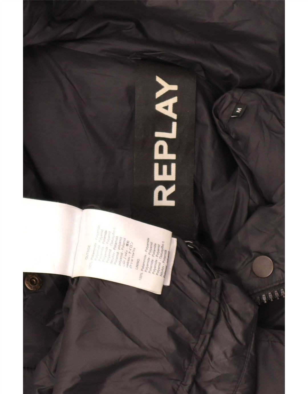 Chaqueta acolchada gráfica para mujer Replay UK 44 Mediana Poliamida negra